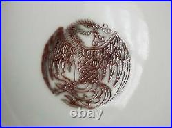 Chinese Copper Red Dragon and Phoenix medallion Bowl