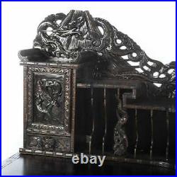 Chinese Export Japanese Mount Fuji & Dragon Writing Desk / Vanity Table & Chair