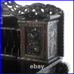 Chinese Export Japanese Mount Fuji & Dragon Writing Desk / Vanity Table & Chair
