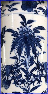 Chinese Export Porcelain Blue And White Dragon Vase 19th c Kangxi Mark 12.2