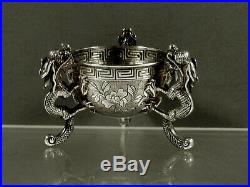 Chinese Export Silver Bowls (2) c1890 Dragon & Elephant
