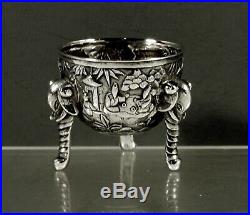 Chinese Export Silver Bowls (2) c1890 Dragon & Elephant