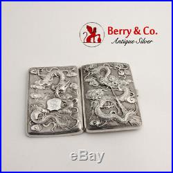 Chinese Export Silver Cigarette Case High Relief Dragon Sterling Silver