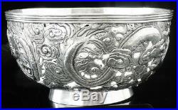 Chinese Export Silver Dragon Bowl, c. 1890
