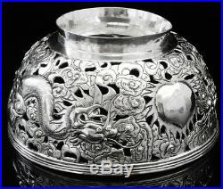 Chinese Export Silver Dragon Bowl, c. 1890