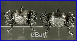 Chinese Export Silver Dragon Bowls (2) c1890 Signed