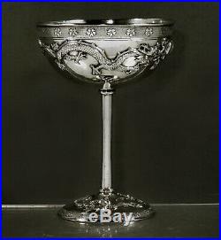 Chinese Export Silver Dragon Goblet c1890 Signed (3-6)