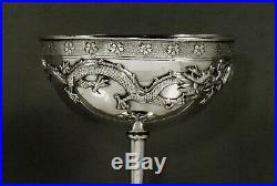 Chinese Export Silver Dragon Goblet c1890 Signed (3-6)