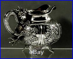 Chinese Export Silver Dragon Pitcher c1875 Wing Cheong