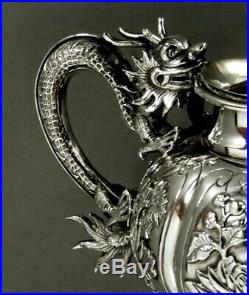 Chinese Export Silver Dragon Pitcher c1875 Wing Cheong