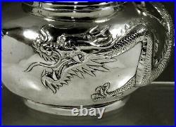 Chinese Export Silver Dragon Teapot c1875 CHONG WOO