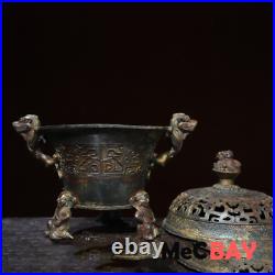 Chinese Exquisite Antique Arts Crafts Home Decoration Dragon Lid Incense Burner