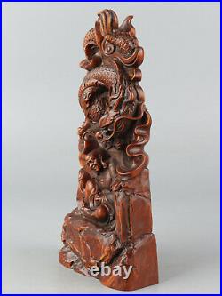 Chinese Exquisite Hand-carved Dragon Luohan Carving Boxwood statue