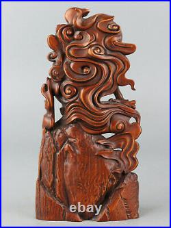 Chinese Exquisite Hand-carved Dragon Luohan Carving Boxwood statue
