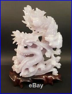 Chinese Exquisite Hand-carved Mythical Dragon Carving jadeite jade statue