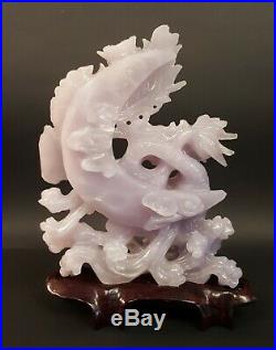 Chinese Exquisite Hand-carved Mythical Dragon Carving jadeite jade statue