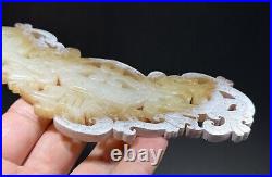 Chinese Han Dy Style Old Jade Carved Dragon Design Words Pei Pendant Figure