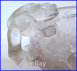 Chinese Hand Carved Rock Crystal Brush Washer with CHILONG Baby Dragon (4.5)