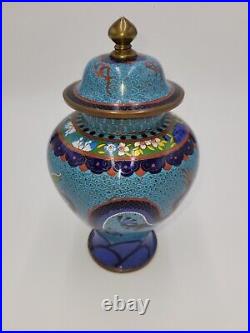 Chinese Handmade Colorful Dragon Cloisonné Enamel Copper Antique Vase