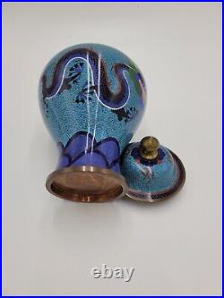 Chinese Handmade Colorful Dragon Cloisonné Enamel Copper Antique Vase