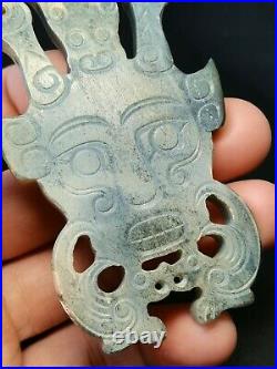 Chinese Jade Amulet Human face mask Dragon crown Jade beast mask