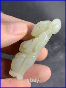 Chinese Jade Carving Of A Boy Holding A Peach 33g