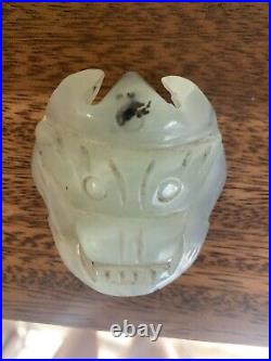 Chinese Jade Dragon Mask Sash Or Belt Buckle Antique