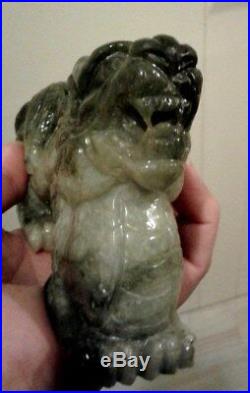 Chinese Jade FOO DOG DRAGON Sculpture Hand Carved Heavy 2 Pounds Detailed SALE