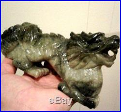 Chinese Jade FOO DOG DRAGON Sculpture Hand Carved Heavy 2 Pounds Detailed SALE
