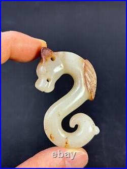 Chinese Jade ornament carving Dragon&Phoenix Chi Dragon statue jade Pendant