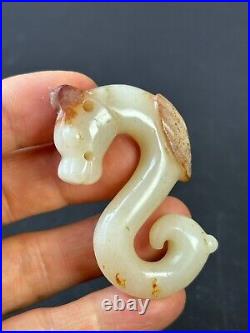 Chinese Jade ornament carving Dragon&Phoenix Chi Dragon statue jade Pendant