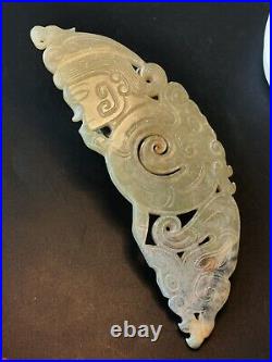 Chinese Jade ornaments Huang Human&Dragon semi-circle jade pendant Huang