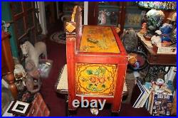 Chinese Japanese Polychrome Painted Wood Cabinet Dragons Foo Dogs Small Size