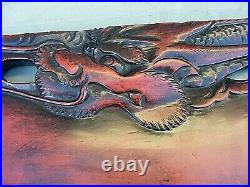 Chinese Lacquered Dragon Tray Carved Wood