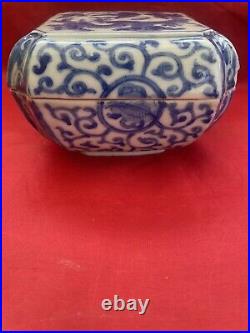 Chinese Ming Box, probably Wanli Dragon Blue & White