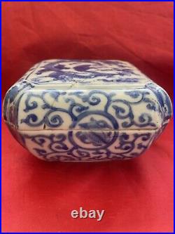 Chinese Ming Box, probably Wanli Dragon Blue & White