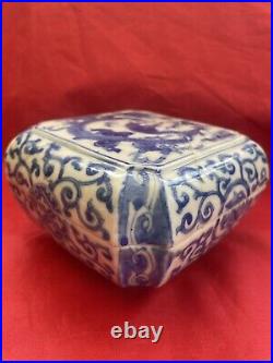 Chinese Ming Box, probably Wanli Dragon Blue & White