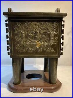 Chinese Ming Dynasty Dragon Bronze Incense Burner / W 24 × H 36cm 9kg