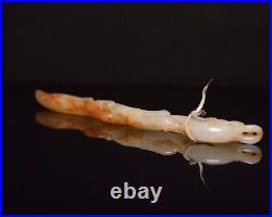 Chinese Natural Hetian Jade Hand-carved Exquisite Dragon Phoenix Hairpin 2313