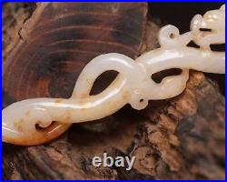 Chinese Natural Hetian Jade Hand-carved Exquisite Dragon Phoenix Hairpin 2313