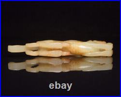 Chinese Natural Hetian Jade Handcarved Exquisite Dragon Pattern Statues 12089
