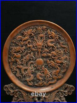 Chinese Natural Rosewood Handcarved Exquisite Dragon Screen 20774