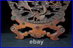 Chinese Natural Rosewood Handmade Exquisite Dragon&Phoenix Pattern Screen 63131