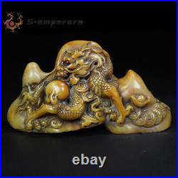 Chinese Natural Shoushan Stone Handcarved Exquisite Dragon Statue Seal