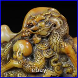 Chinese Natural Shoushan Stone Handcarved Exquisite Dragon Statue Seal