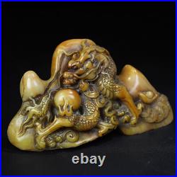 Chinese Natural Shoushan Stone Handcarved Exquisite Dragon Statue Seal