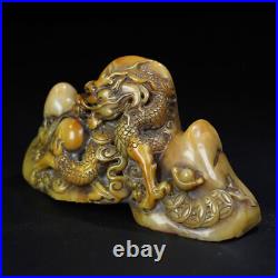 Chinese Natural Shoushan Stone Handcarved Exquisite Dragon Statue Seal