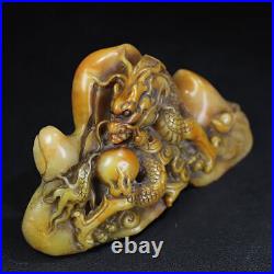 Chinese Natural Shoushan Stone Handcarved Exquisite Dragon Statue Seal