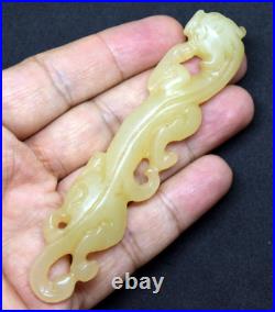 Chinese Natural Untreated Celadon Jade Dragon 4 Long