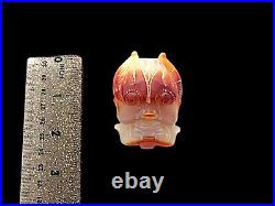 Chinese Natural White Red Carved Jade Dragon Belt Buckle Sculpture Art Carving